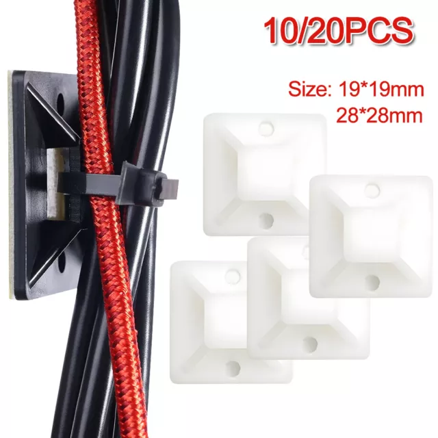 10/20x Self Adhesive Cable Wire Zip Tie Mounts Base Clamps Clip Cable Management