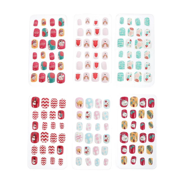 KALLORY Kinder-Künstliche Fingernägel – 6 Boxen Mit 144 Stück, Glitzer & Meerjungfrau-Design, Für Mädchen
