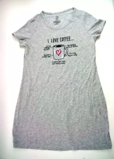 SECRET TREASURES WOMENS Gray Short Sleeve Sleep Shirt I Love Coffee S M 6 10 16.99 PicClick