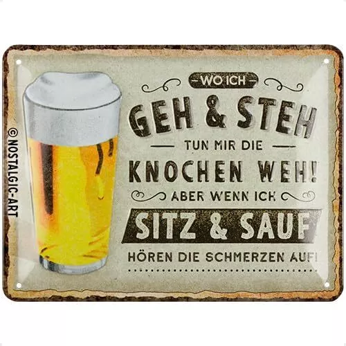 Nostalgic-Art - Blechschild 15x20 cm - Wo ich geh und steh - Bier