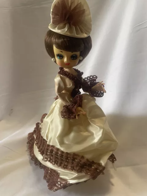 Vtg 70s Bradley Big Eye Doll Tan Brown Korea 13"