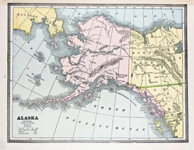 OLD 1897 Alaska Map Juneau Sitka Northwest Territory Yukon British Columbia 3