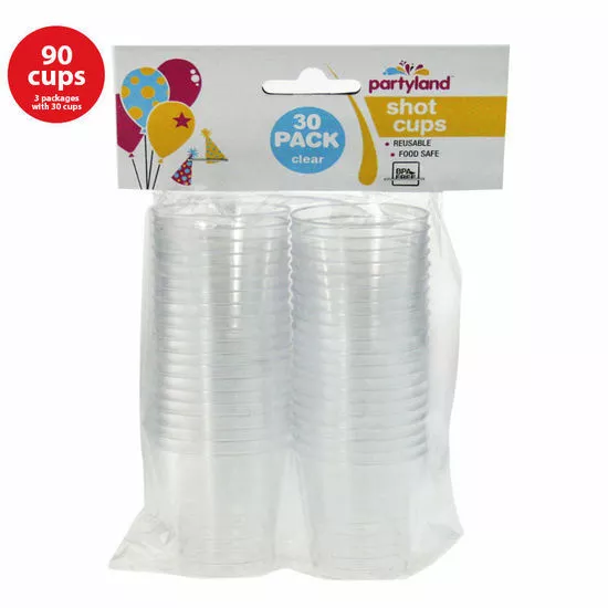 90 Clear Party Shot Cups Mini Plastic Cup Reusable 30ml BPA Free