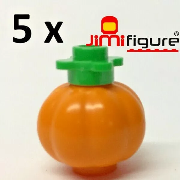 NEW 5 x LEGO Orange Pumpkin Body Bright Green Leaf Brick Built Genuine Bulk Lot