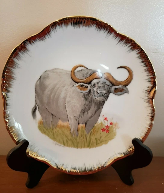 Collector Plate, Cape Buffalo, manufacturer unknown, signed by artist.