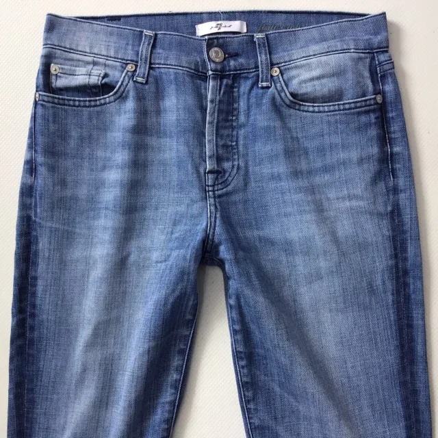 Ladies Seven 7 for All Mankind JOSIE Crop Skinny Blue Jeans Size 8 W26 L27 (258F