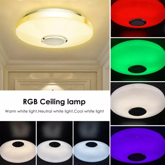 RGB Plafonnier musique bluetooth et haut parleur  LED 60W 240 V+ télécommande