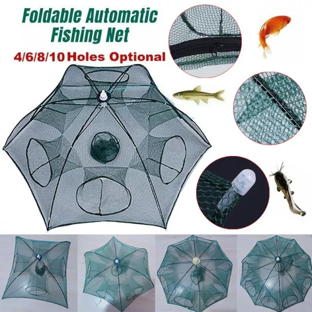 Large Fishing Net Fish Crab Yabbie Trap Minnow Crawfish Shrimp Cage Net Foldable