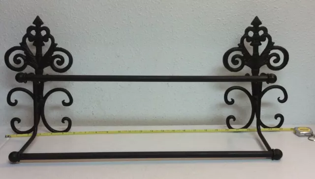 Home Decorative Painted Black Saint Metal Shelf Towel Holder Rack 25”x11”x7”