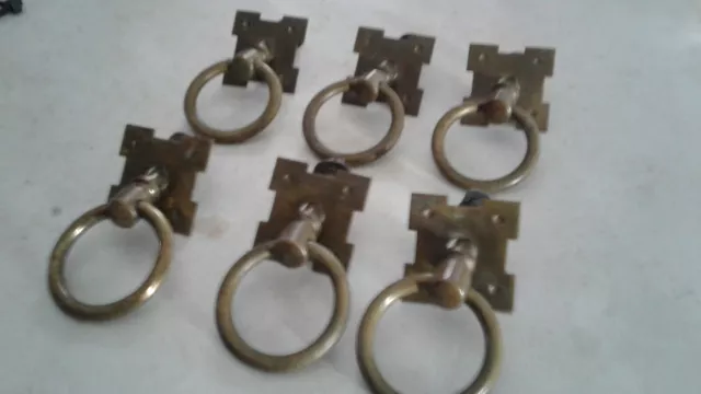 6 Vintage /Antique Drop Ring Drawer Pull Door Dresser Handle Furniture Hardware