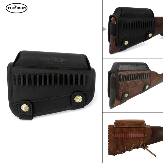 TOURBON Imbottito Porta Munizioni In Pelle Deluxe Per Fucile Con Foro Di Riposo - Foto 9