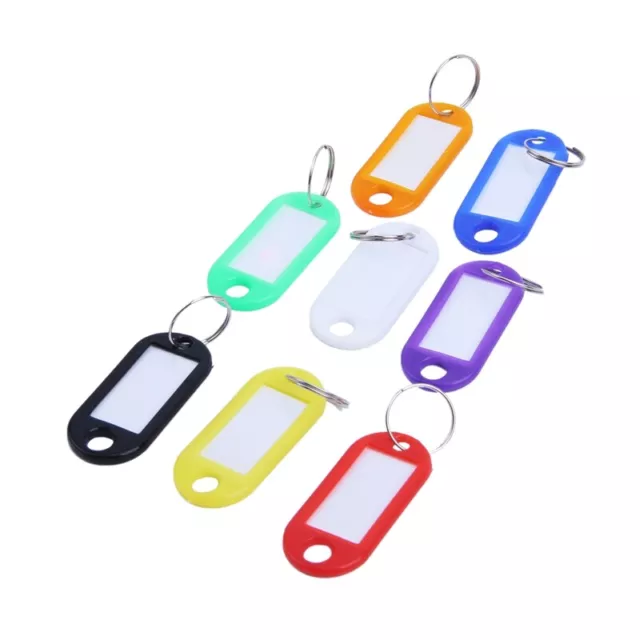 32x Multi-colors Plastic Key Fob ID Tags Luggage ID Labels with Split Keyring R3