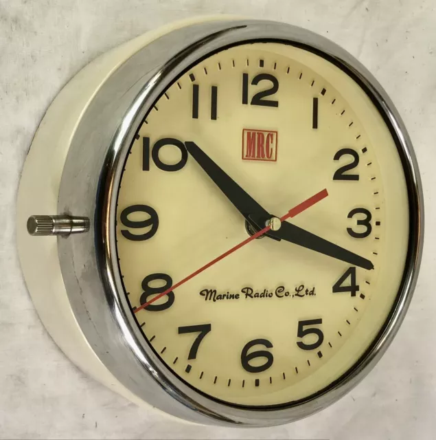 Vintage Ships Clock Marine Radio Co Nautical, Retro Industrial, Maritime Salvage