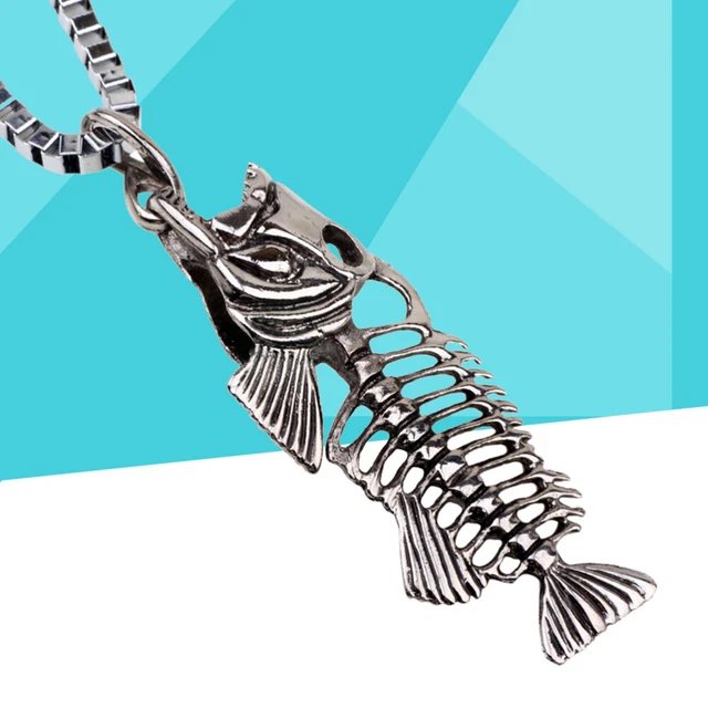 Fish Hook Pendant Necklace Stainless Steel Chain Necklace