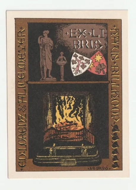 EDUARD L. MEYER: Exlibris für E. Lorenz und Alice Meyer Haus Billhoop, 1896