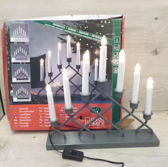 Candelabro Gris Navidad Ventana Decoración Konstsmide 7 Bombillas Metal