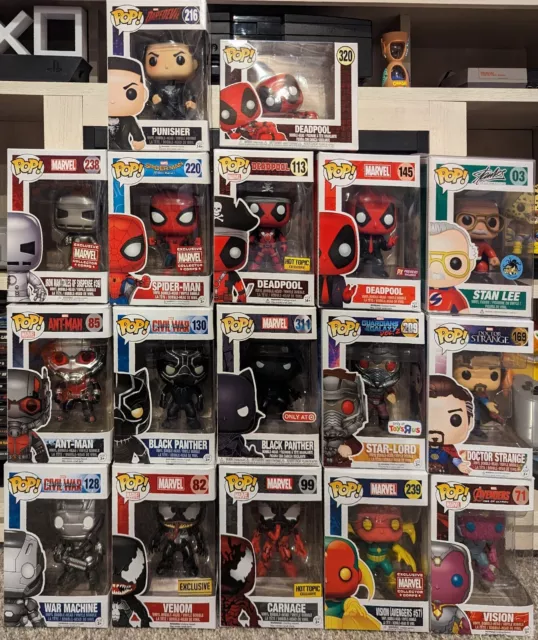 Funko POP! Marvel Lot of 17 - Spider-Man Deadpool Stan Lee Black Panther & More!