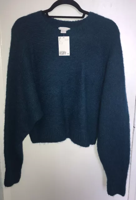 H&M Women's Teal Cropped Sweater Size Small NWT