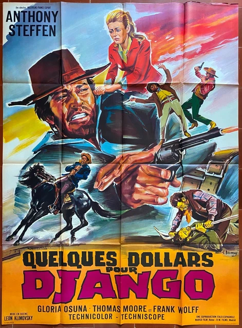 Affiche QUELQUES DOLLARS POUR DJANGO Western ANTHONY STEFFEN Belinsky 120x160cm