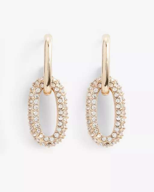 EXPRESS WOMEN’S Gold Rhinestone Oval Link Drop Earrings