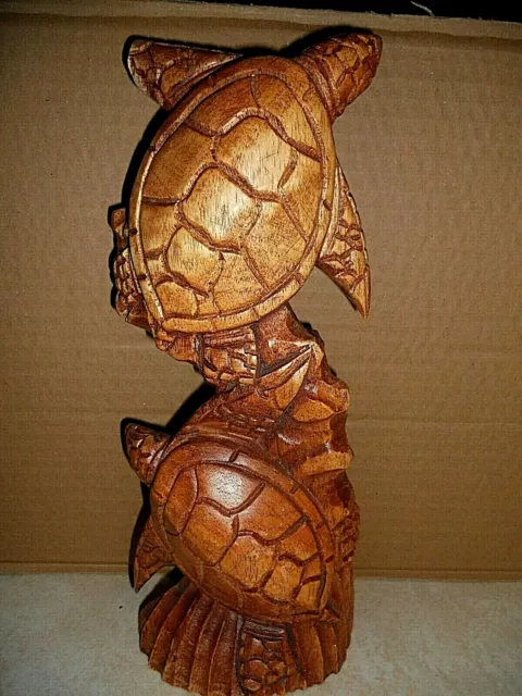 SEA TURTLE FIGURINE FAUX CARVED WOOD 11" TALL Resin VGUC LOOK NATUICA FREE SHIP