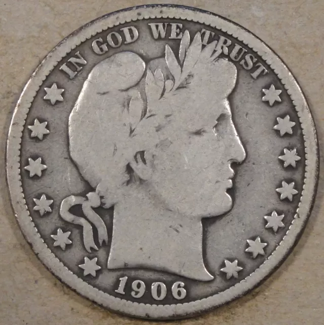 1906-D Barber Half Dollar 50c VG As Pictured