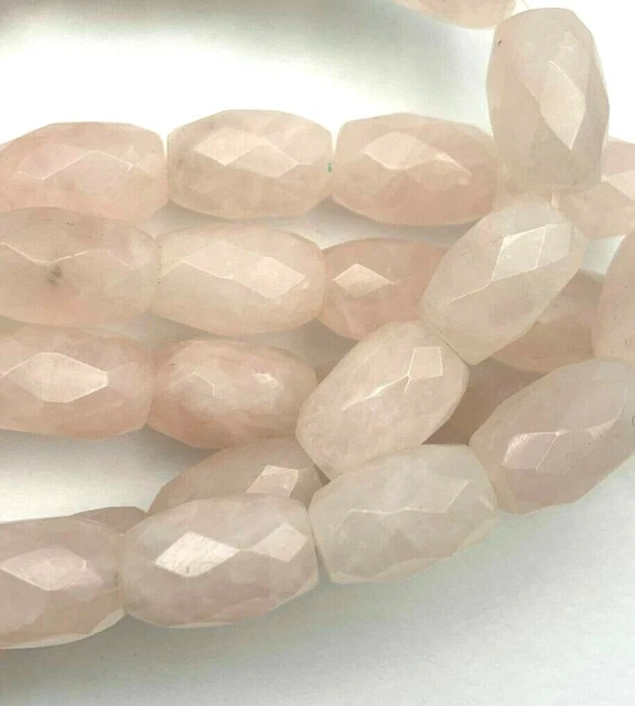 2 Strands Genuine Rose Quartz Faceted Barrel Shape Beads - 18x13mm - Sparkle !