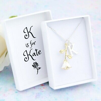 White Rose Necklace, Personalised Gift, Flower Girl Jewellery, Bridesmaid Name