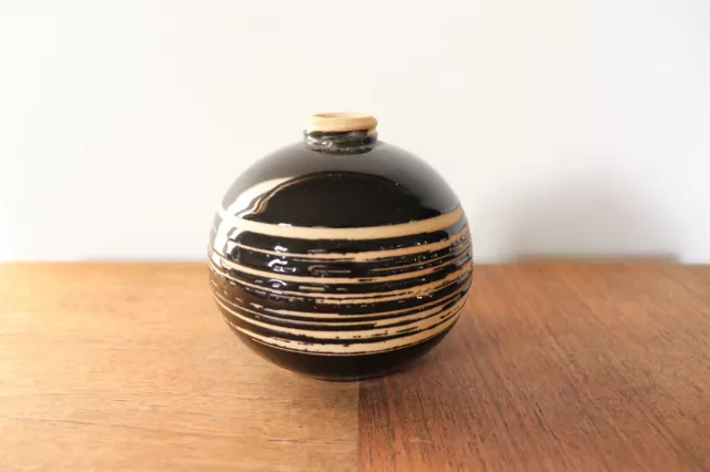 Petit Vase boule en grès  - ART-DECO - 8.5 cm