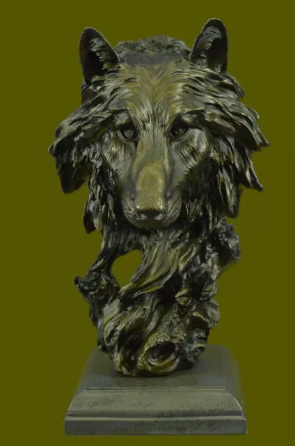 Bronze Sculpture,Hand Made Statue Animal Large Signed Lopez Wolf Art Deco Figure