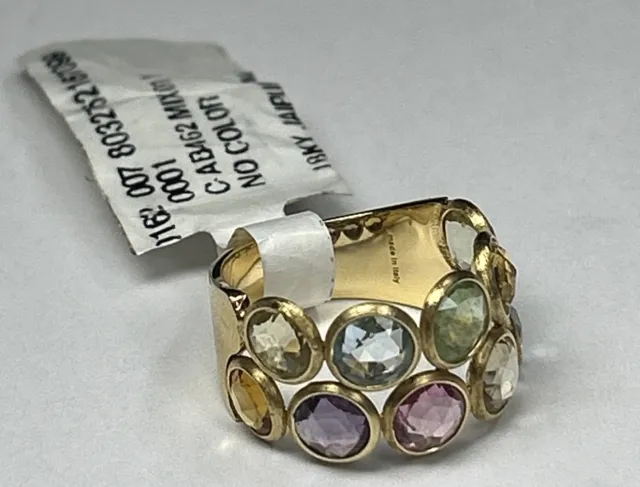 Marco Bicego Jaipur Double Row Candy Colored Gemstone Ring 18K Italy 750 Mom Sz6