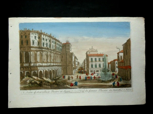 VUE D'OPTIQUE XVIIIeme - VUE DU FAMEUX THEATRE DE MARCELLUS A ROME