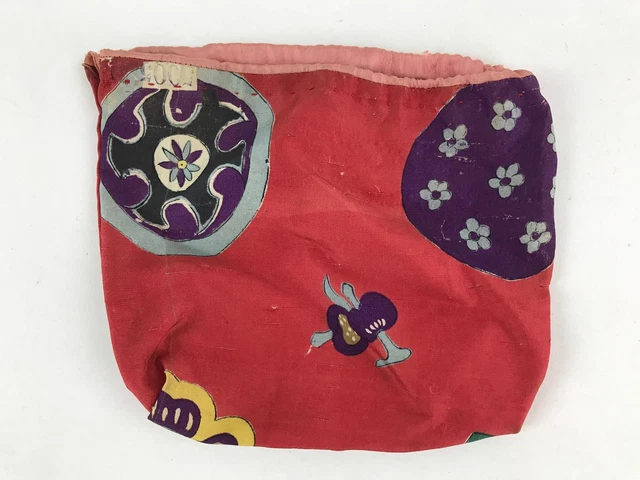 Japanese Kinchaku-Bukuro Drawstring Bag Vtg Kimono Silk Purse Pouch KB66 2