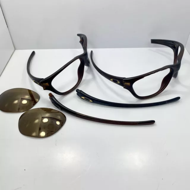 Arms/Parts/Cracked/Lenses Oakley 2nd Gen Frogskins Rootbeer & Black VINTAGE