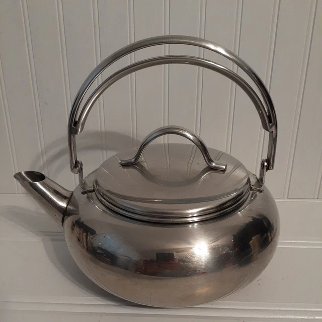 VINTAGE MIKASA LOWBOY Stainless Steel Nonwhistling Tea Kettle Pre