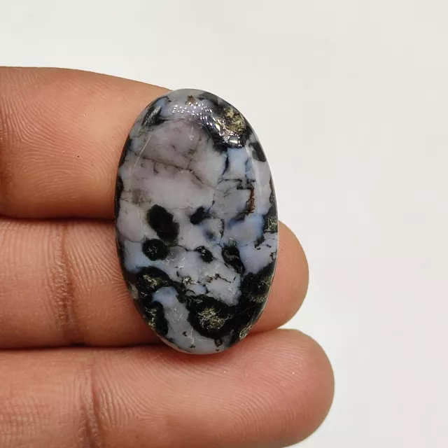 Forme Ovale 25ct Naturel Noir Gris Indigo Gabbro Jasper Cabochon Gemme M6872