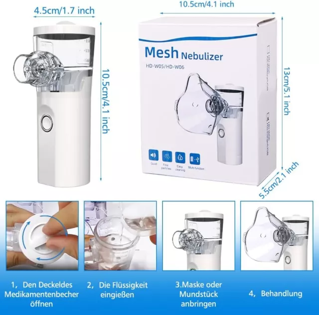 Inhalator Vernebler Inhalationsgerät USB Inhaliergerät für Erwachsene Kinder