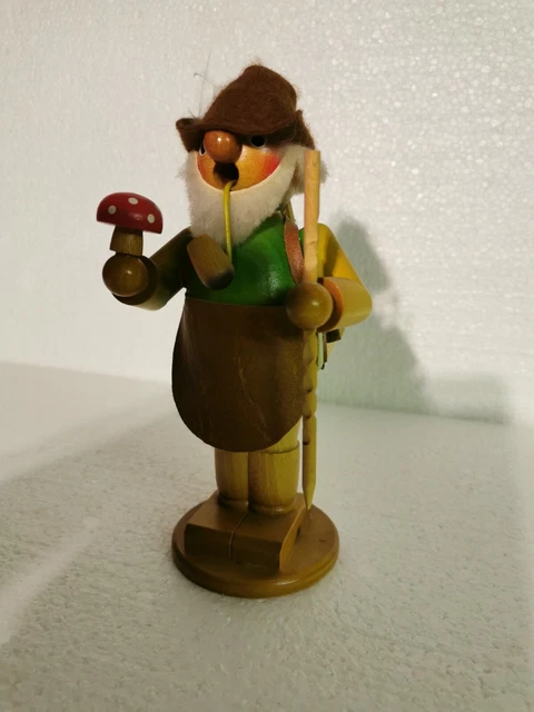 Räuchermann Hirte, Waldschrat - Räuchermännchen mit Pilz - alte Handarbeit 21 cm
