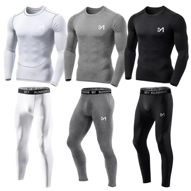 Mens Compression Tights+Top Base Layer Skin Tights Shirt Armour Gym Full Suit