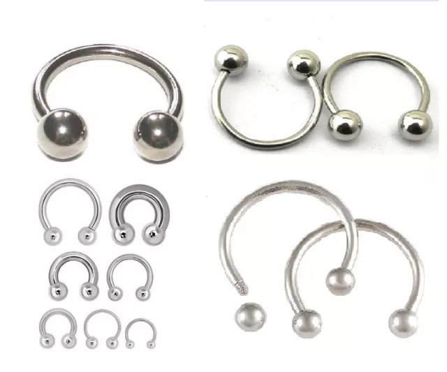 Body Piercing Jewelry Silver Steel Horseshoe Bar - Lip Nose Septum Ear Ring