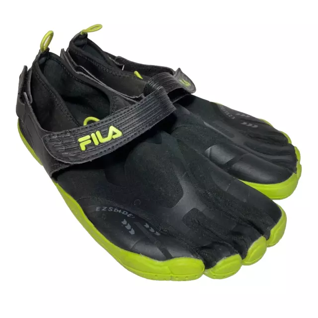 Fila Skele-toes Toe Shoes Men 11 EZ Slide Black / Lime