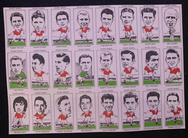 Uncut Feuille Busby Babes Manchester United Football Ouest Midland Échange Carte