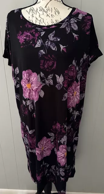 NEW RELEASE Lularoe Chelsea T-Shirt Dress Large L Beautiful Flower Print Nwt