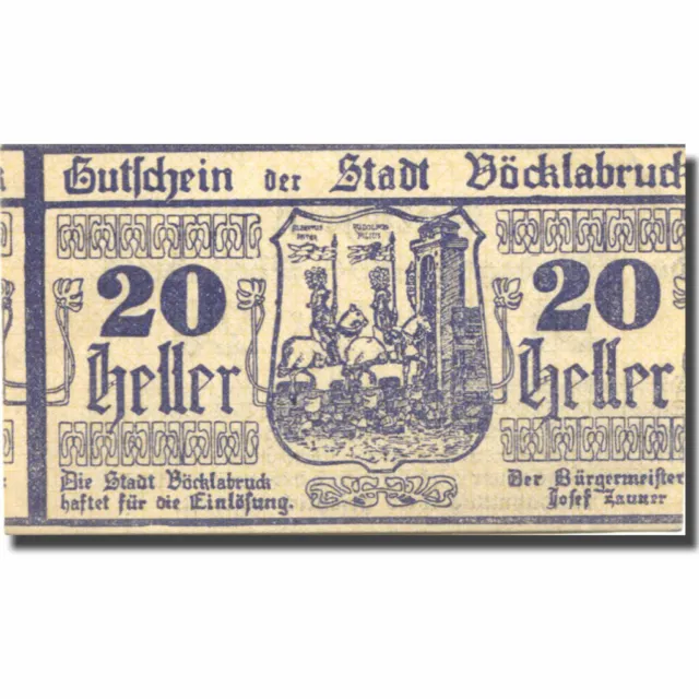 [#275642] Banknote, Austria, Vöcklabruck, 20 Heller, chevalier, 1919 UNC(63) Meh