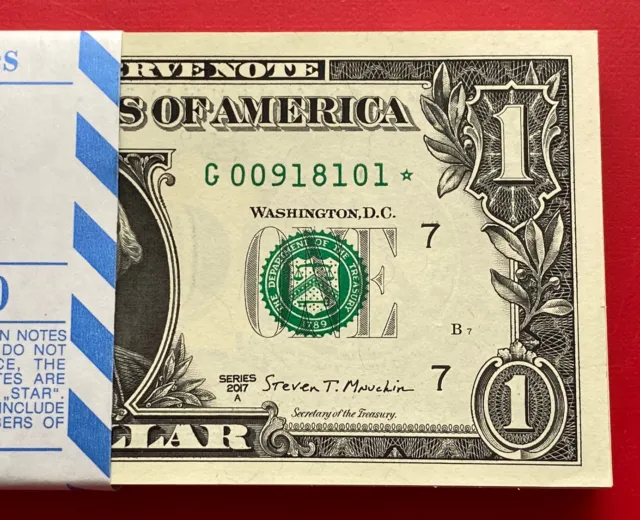 New 2017A Star Note $1 Dollar Bill ( Chicago ) Low Serial Numbers , Uncirculated