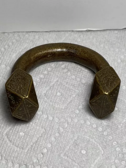 Vintage Antique African  Tribal Large Heavy Bronze  Currency Bracelet Nigeria