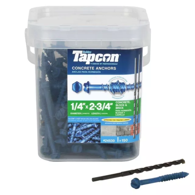 Tapcon 1/4 in. x 2-3/4 in. Hex-Washer-Head Concrete Anchors (150-Pack)