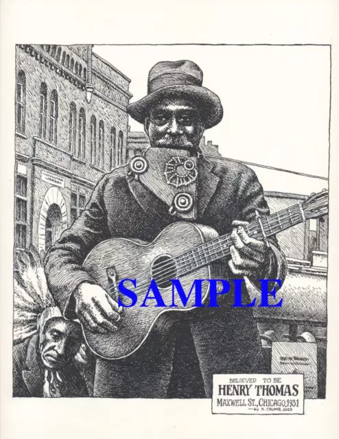 Signed R Crumb Giclee Print "Henry Thomas" 2023 Robert Blues  8.5" X 11"