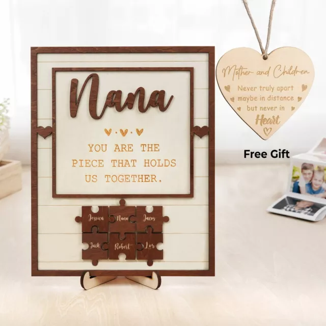 Custom Mothers Day Best Mum Gift Grandma Presen Family Sign Wood Puzzle Frame