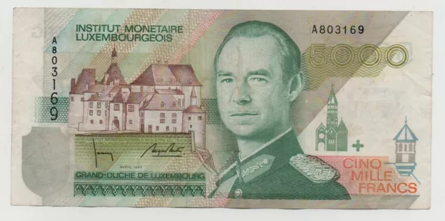 Luxembourg 5000 Francs 1996 Pick 60 A Look Scans